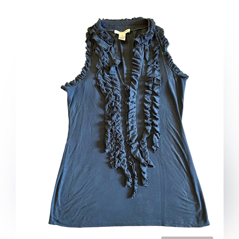 KENAR Sleeveless Blue Ruffled Top Size Medium